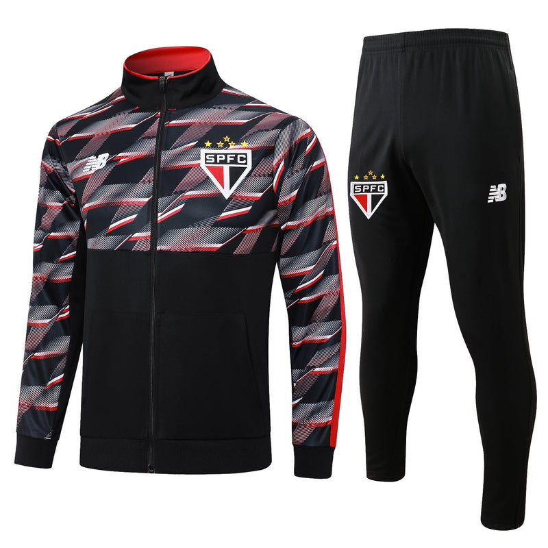 Conjunto Agasalho Treino São Paulo 24/25 - Preto e Vermelho
