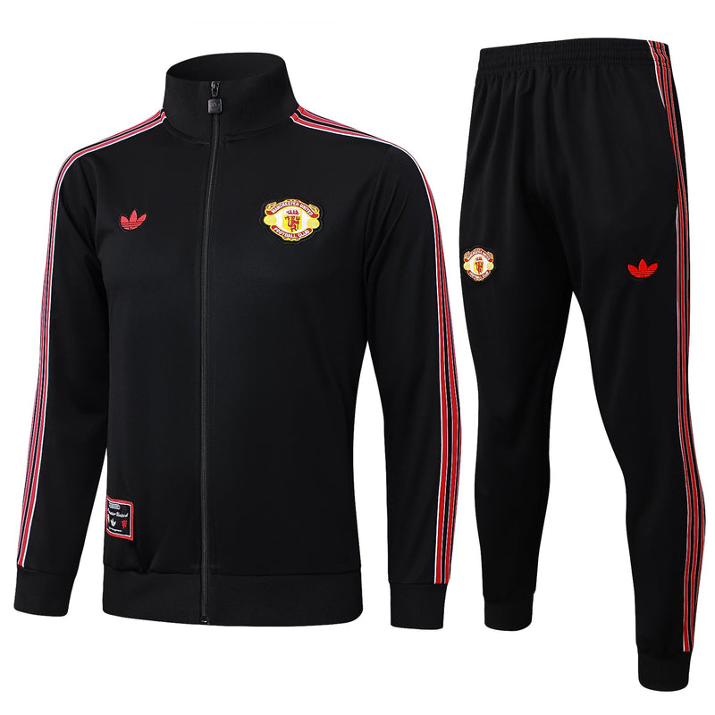 Conjunto Agasalho Treino Manchester United 24/25 - Preto e Vermelho