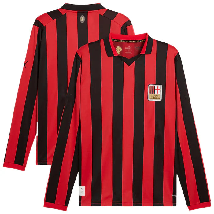 Camisa Milan Edição Especial 125 anos 24/25 - Manga Longa - Vermelha e Preta