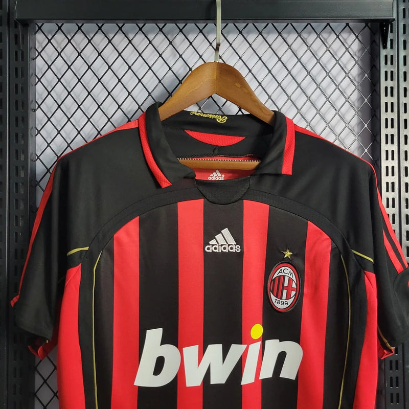Camisa Milan I 2006/2007 Adidas Torcedor - Vermelha e Preto - Retrô