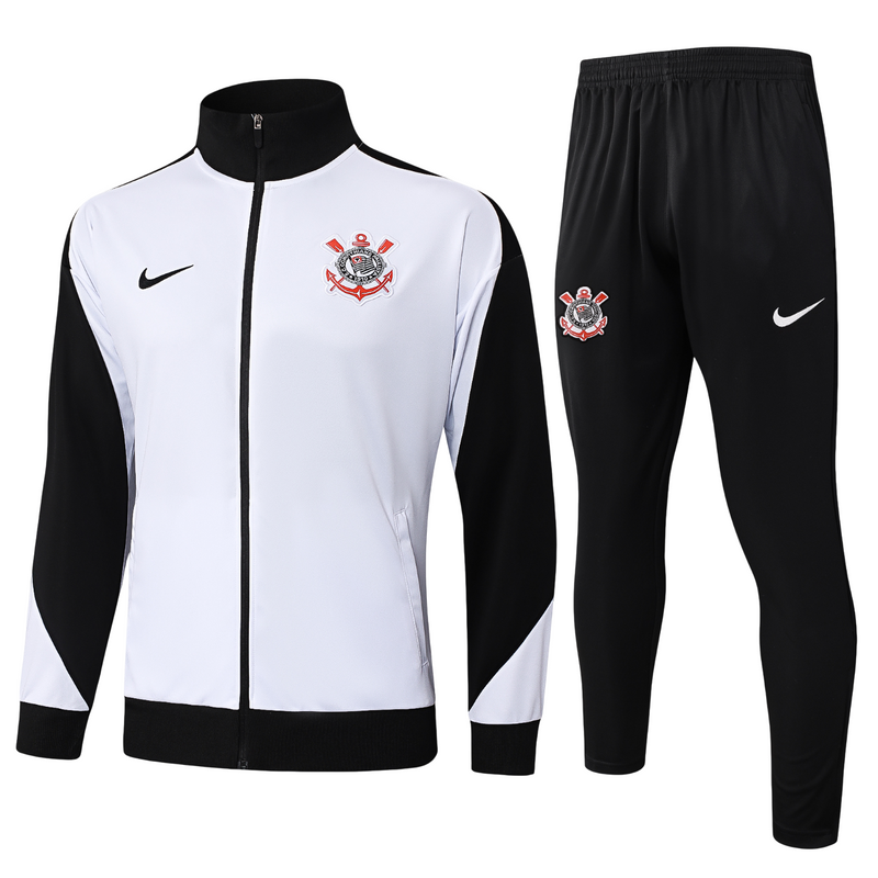 Conjunto Agasalho Treino Corinthians 25/26 - Preto e Branco